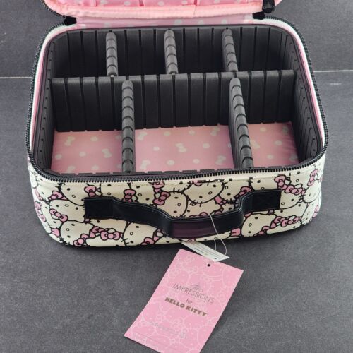 Hello Kitty Vanity White Cosmetic Bag Case Multi Compartment Sanrio NWT China