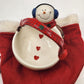 St. Nicholas Square Snowman Basket Candy Dish Button Up with Stocking China 7"