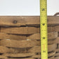 Longaberger Darning Basket 10" Round Floral Liner Double Leather Handle Vtg USA