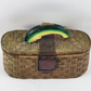 Resin Fishing Basket Trinket Box Greens and Browns Jumping Fish Handle 7" x 4.5"