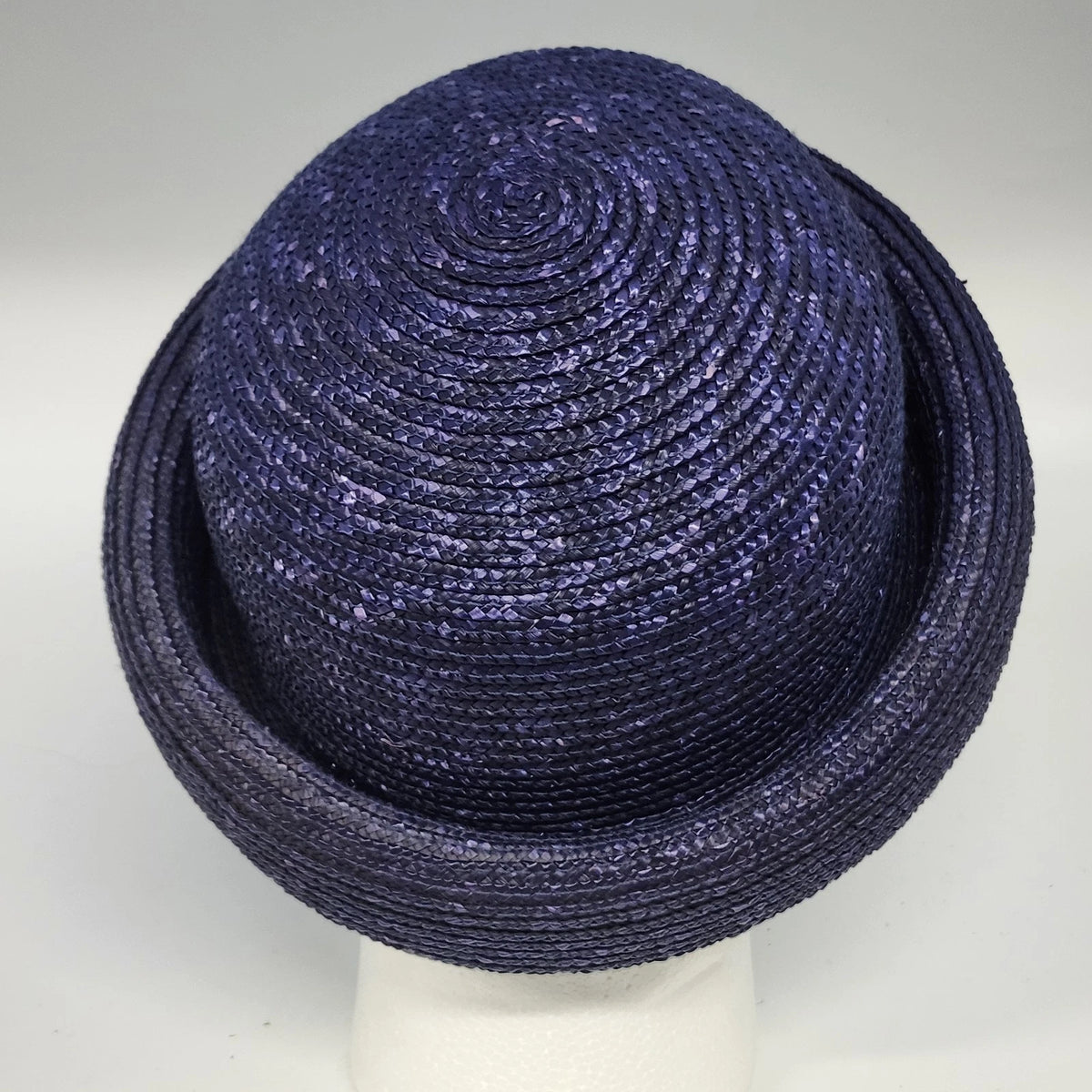 Purple Straw Bowler Cloche Hat Women's One Size Rolled Brim Summer Sun Hat