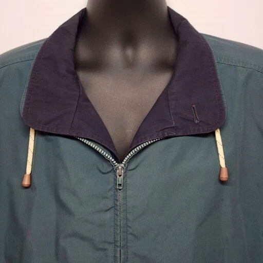 London FOG Waist Jacket Windbreaker Size L Large Long Vintage Striped Liner Zip