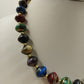 Gold Tone Beaded & Multicolor Fiesta Beaded w Swirl Gold Lightweight Necklace 18"
