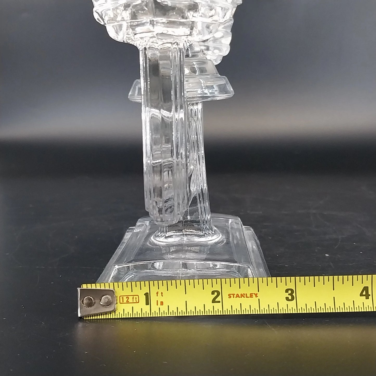 New Martinsville Art Deco Clear Glass Double Candle Holder Candelabra Vtg