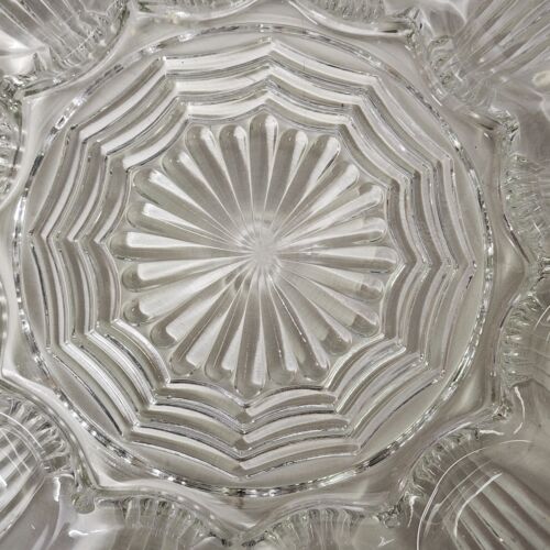 Clear Glass Deviled Egg Plate Dish Scalloped Rim Anchor Hocking 10 inch Vintage