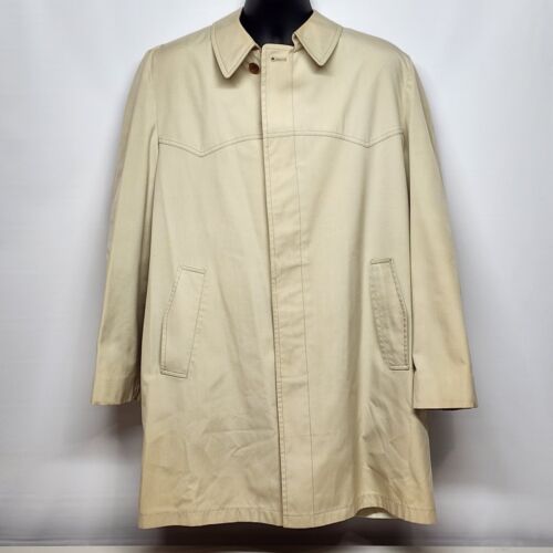 London Fog Vintage Maincoats Weatherwear Men's Lined Trench Coat Beige 44 Long