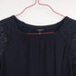 Talbots Petite Navy Blue Lace Sleeve Blouse Women MP 3/4 Sleeve Crochet Knit Top