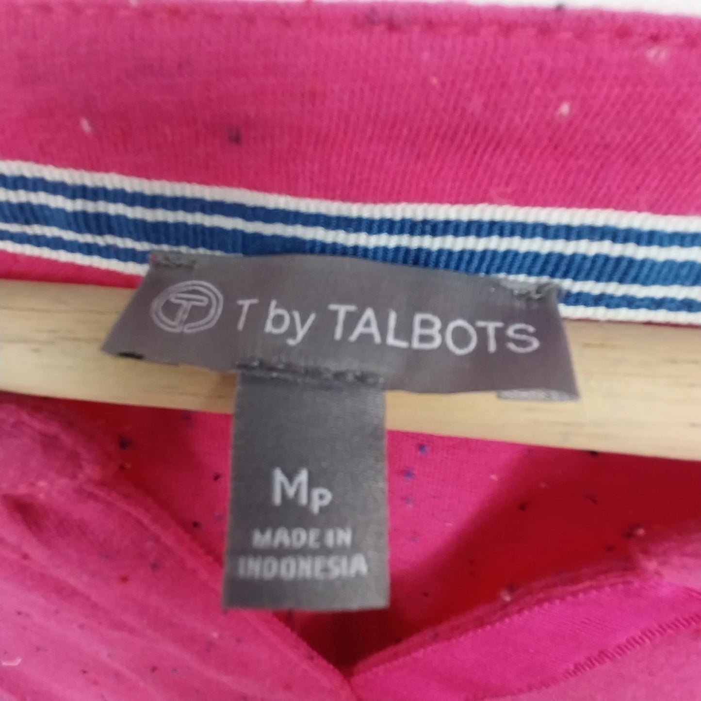 T by Talbots Pink Speckled Notch Neck Top Women MP Cotton