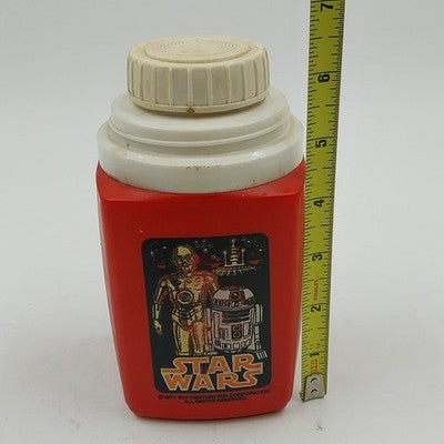 Vintage 1977 Star Wars Thermos King Seeley Red White C-3PO R2-D2 No Cup