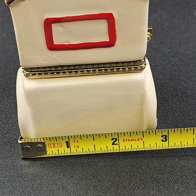 Mr Christmas Animated Ornament White Train Music Box w Rotating Inside 4" 2010