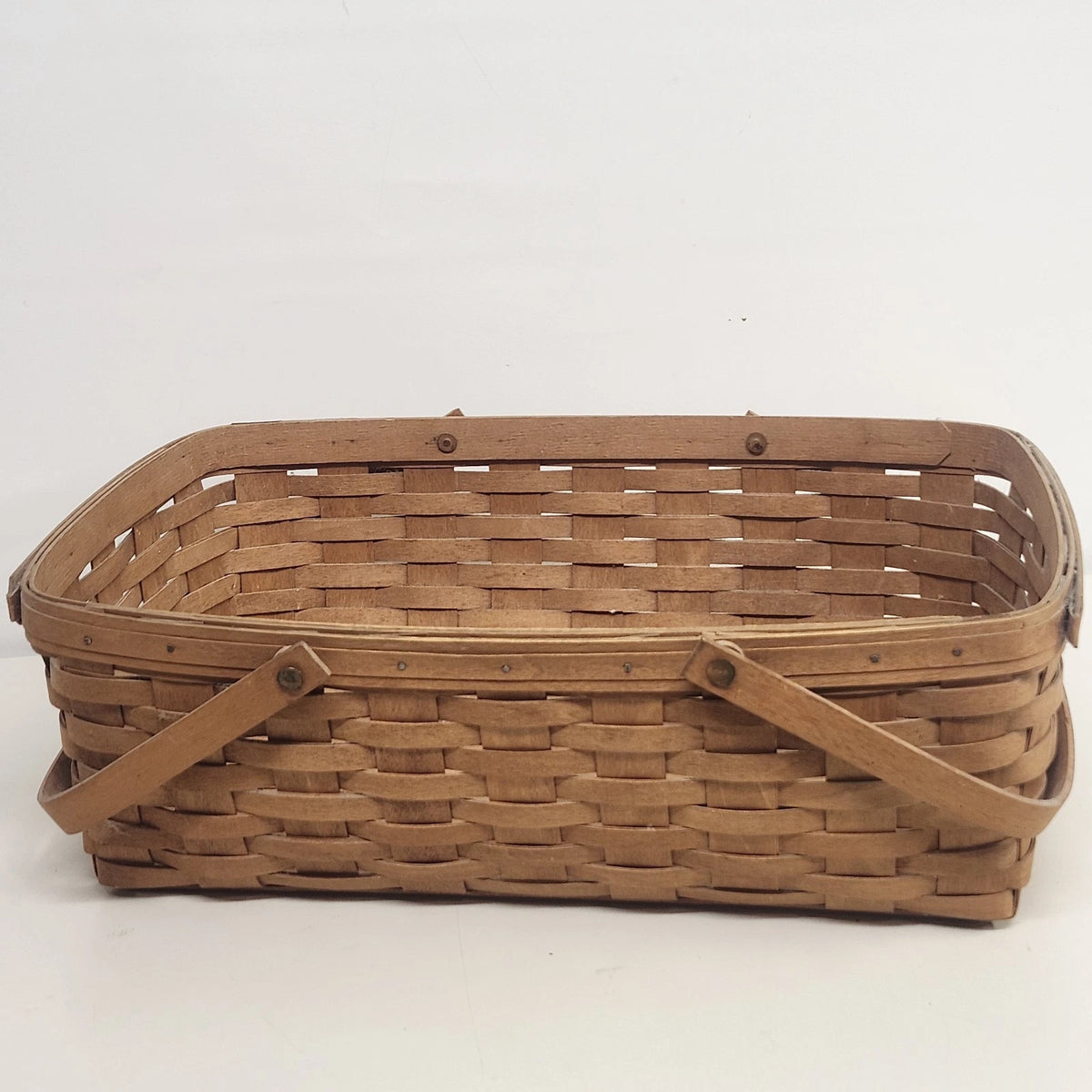 Longaberger 1989 Large Market Basket Double Swing Handles 19" Signed Ohio