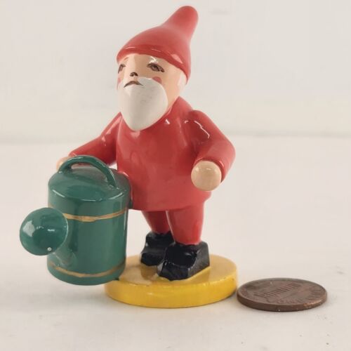 Erzgebirge Wendt Kuhn Santa Gnome Wichtel Figurine Wood Germany Watering Can