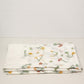 White Twin Size Flat Top Sheet Coverlet Red Yellow Floral & Butterflies Motif