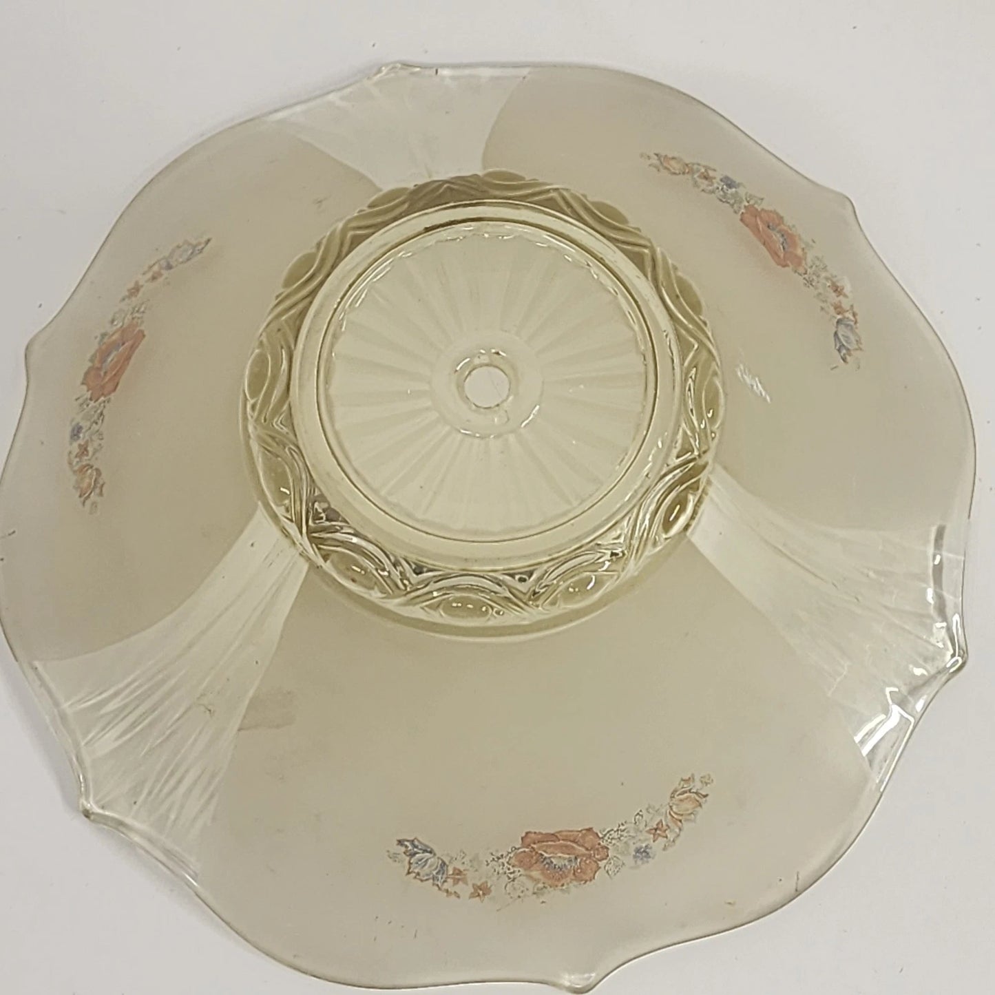 Vintage Lancaster Glass Yellow Floral Ceiling Light Shade