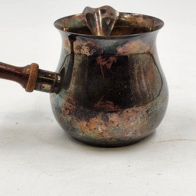 Silver Plate Brandy Warmer with Wood Handle by Curio Cabinet Co Vintage Barware