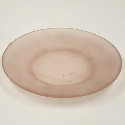 Indiana Glass Pink Silk Frosted Glass Bread Dessert and Banana Split Boat Plate