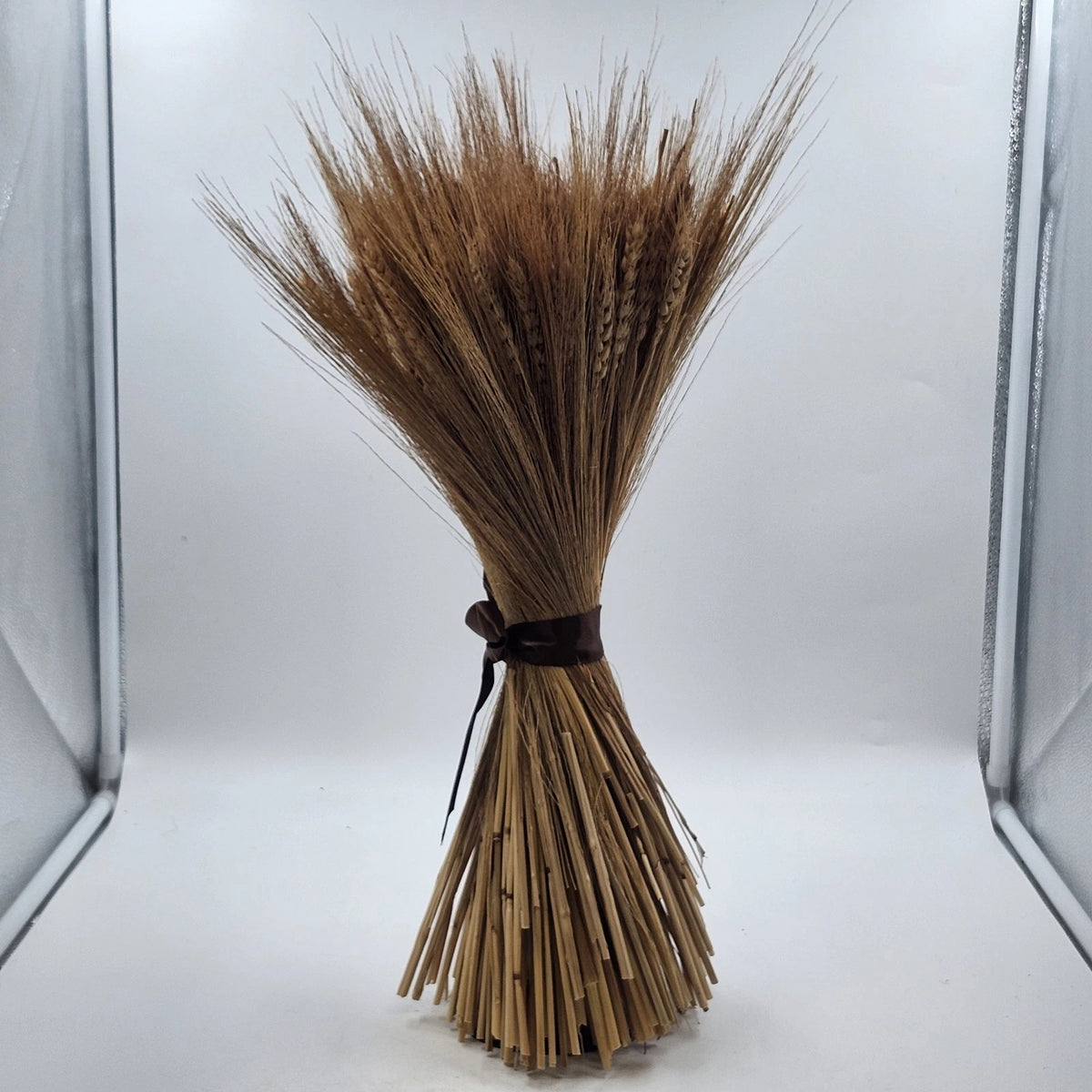 Large Dried Wheat Sheaf Bundle Brown Ribbon Tabletop Decor 19" Rustic Farmhouse