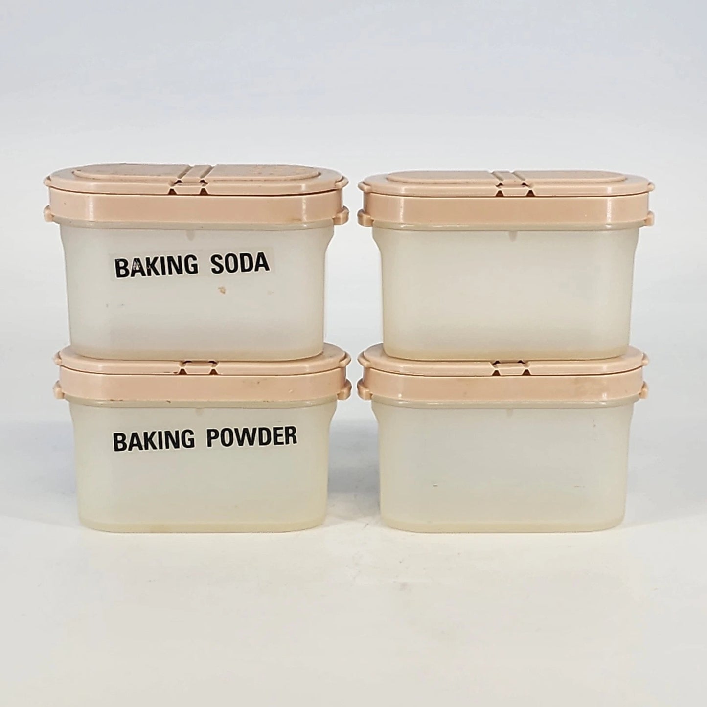 4 Tupperware 1843-23 Modular Mates Spice Containers Storage Beige Lids Vintage