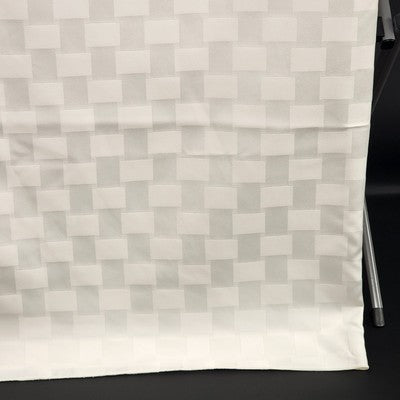 White Rectangle Tablecloth with Windowpane Checkered Striped Pattern 82" x 62"