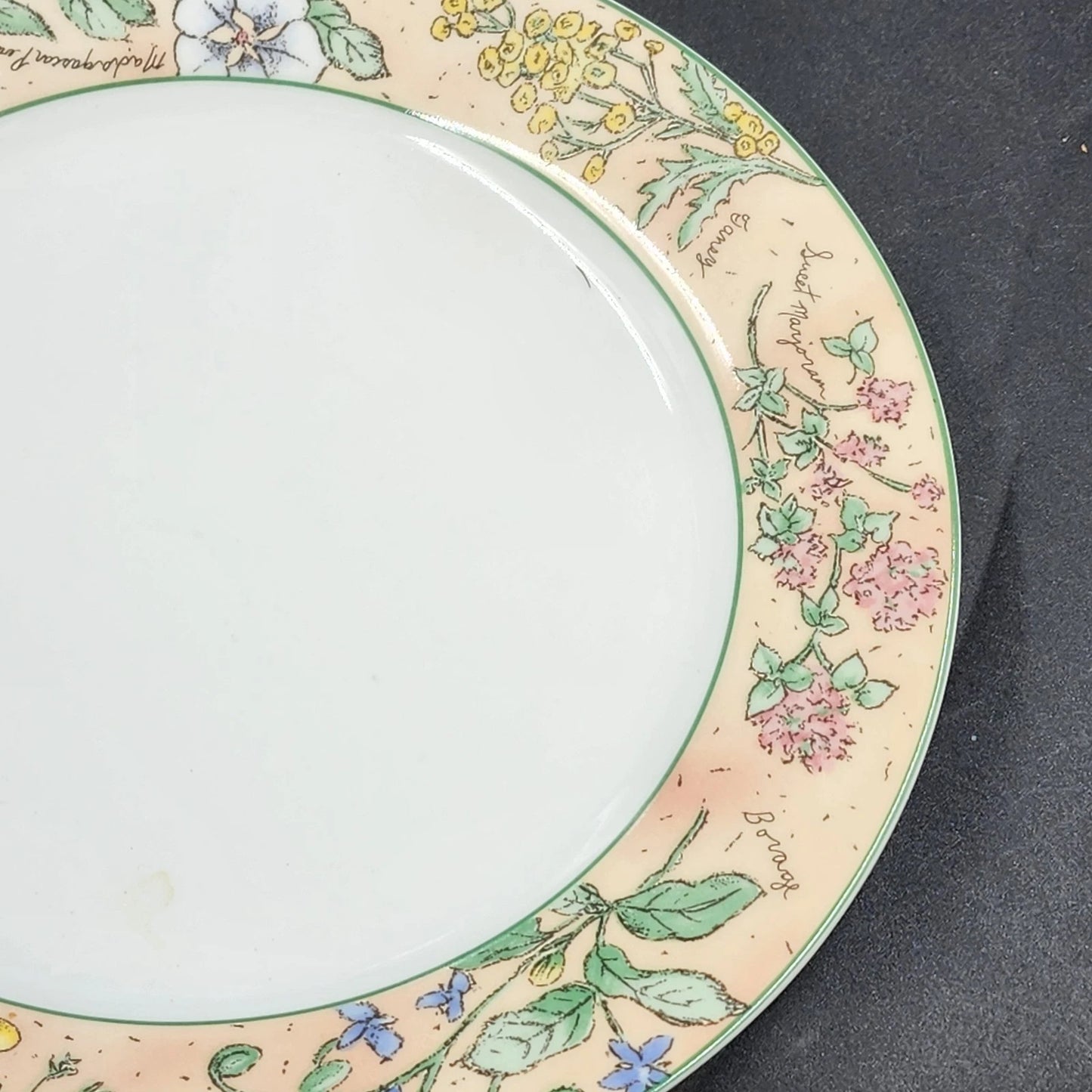 Sakura Sachet Dinner Plates 10.5" Set of 2 Sue Zipkin Herbs Floral 1996 Vintage