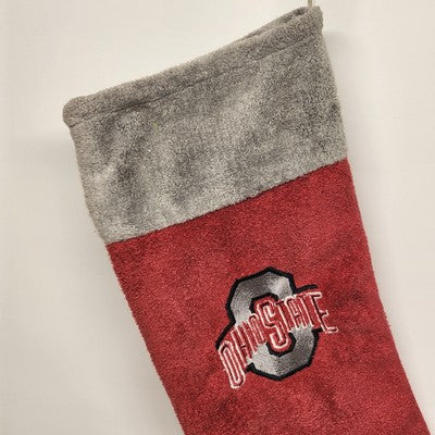 Ohio State Univ Christmas Stocking Red Gray Sock 18" Ridgewood Collectables Vtg