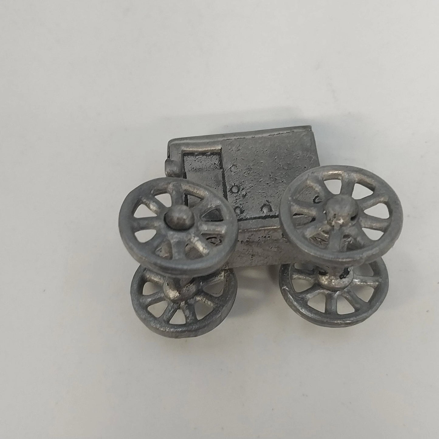 Pewter Horse Drawn Amish Buggy Carriage Miniature Figurine Vintage 2.5"