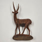 Wooden Hand Carved Antelope Figurine Gazelle Natural Smooth Finish on Base 8.5"