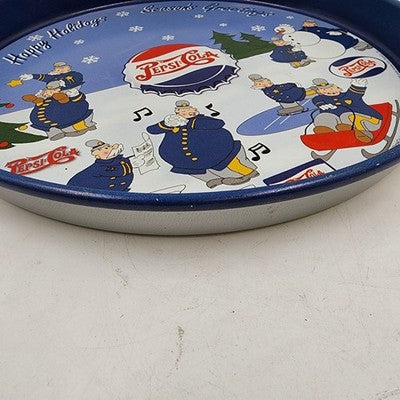 Metal Soda Pop Retro Serving Tray Pepsi-Cola Holiday Season's Greetings 11.75"