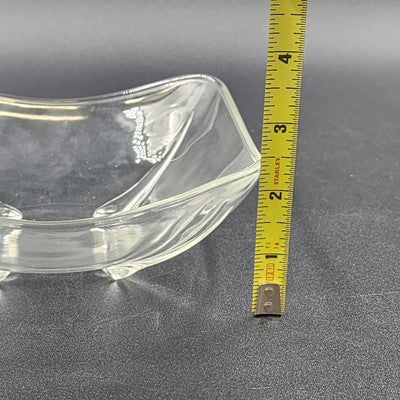 Anchor Hocking Square Clear Glass Swedish Soap Dish Candy Bowl Teardrop Footed