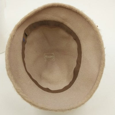 Aloska Cloche Beige Hat w Brown Black Tan Twisted Rope Trim & Gold Tone One Size