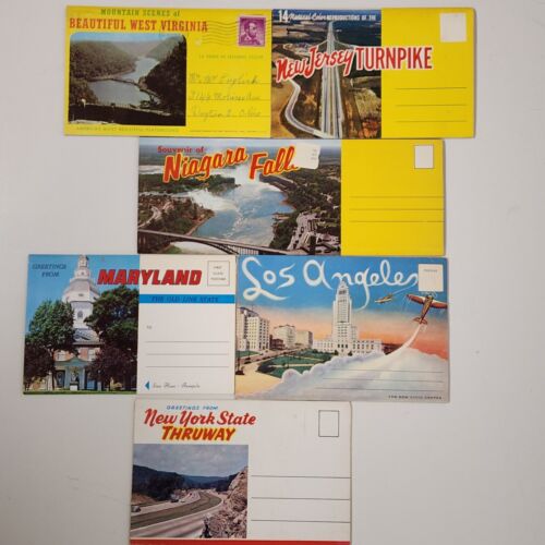 Various US State Picture Postcard Books 1950's 1960's Niagara NY Jersey LA WV MD