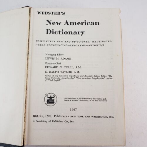 Webster’s New American Dictionary 1967 Thumb Indexed Book