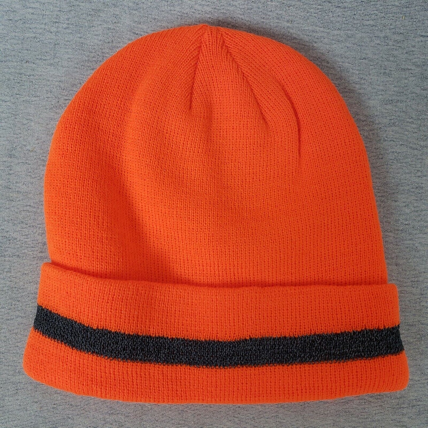 Majestic 75-8202 Reflective Trim Stripe HV Orange Knit Beanie Cap Hat Warm New