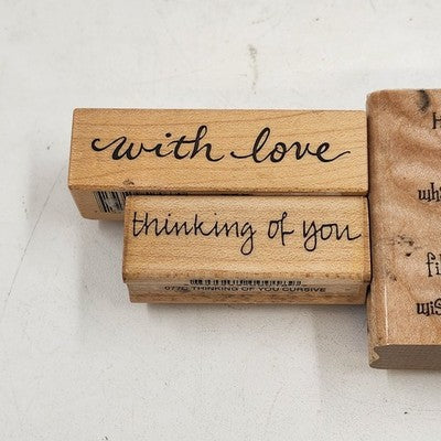3 Rubber Stamps Love Theme With Love Thinking Of You Birthday Sentiment