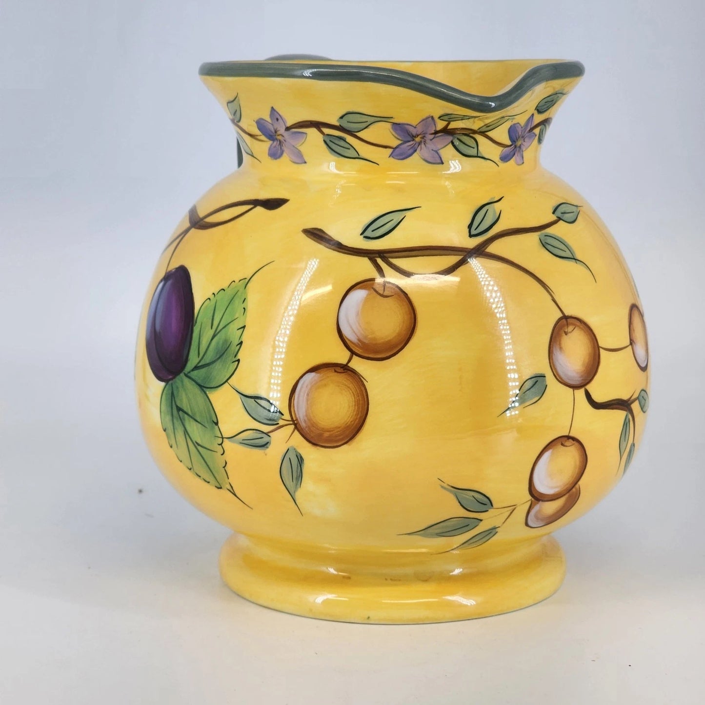 Claire Murray Bella Vita Ceramic Pitcher Hand Painted Floral Italy Style