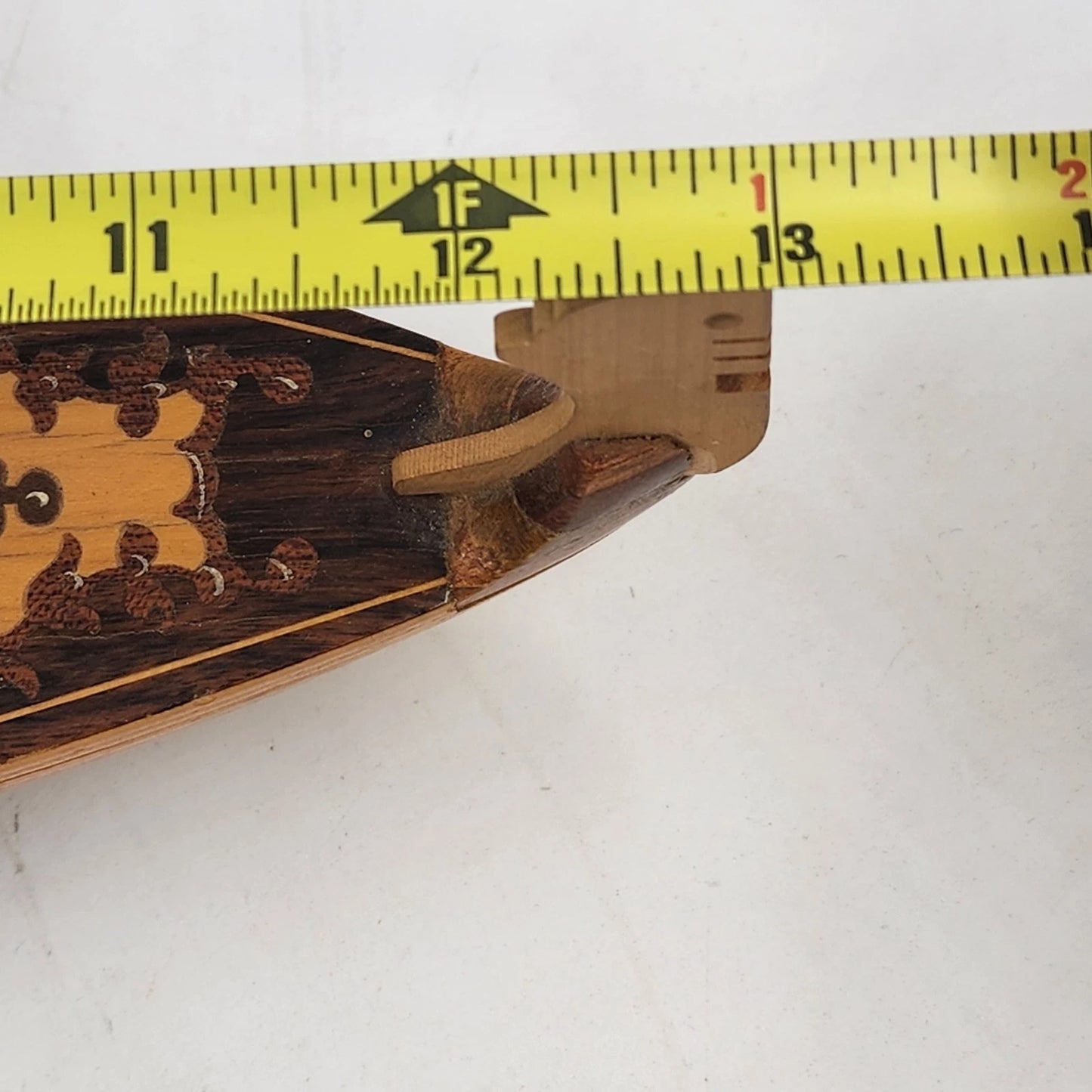 Wood Inlaid Gondola Ship Figurine Marquetry 13" Nautical Switzerland No Music