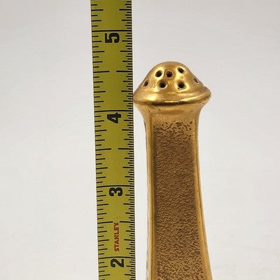 Stouffer Germany Metal Gold Daisy Table Salt & Pepper Shaker 4.5" Corked Antique