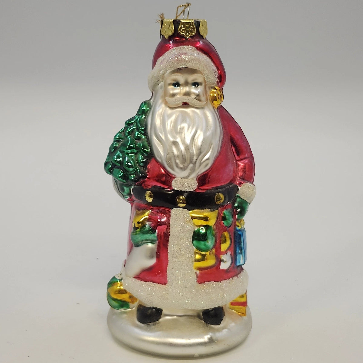 Large Hand Painted Blown Glass Santa Claus Christmas Tree Hanging Ornament 7"