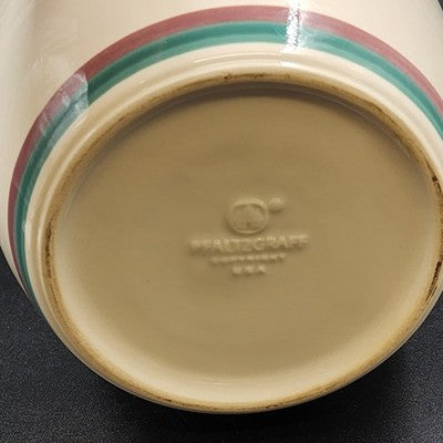 Round Stoneware Cookie Jar Canister w Lid Teal & Purple Juniper Pfaltzgraff USA