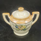 Floral Lusterware Creamer & Covered Sugar Bowl Set Gold Trim Handle Japan