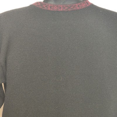 Susan Bristol Black Wool Sweater Hand Embroidered Size 34 1990s