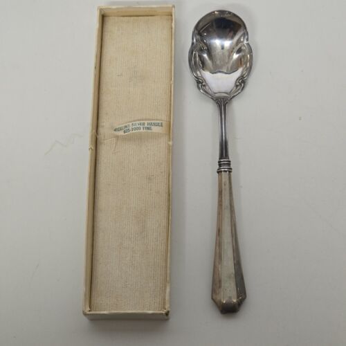 Hand Forged Sterling Handle Sugar Shell Spoon 2080 Silver Vintage 7"