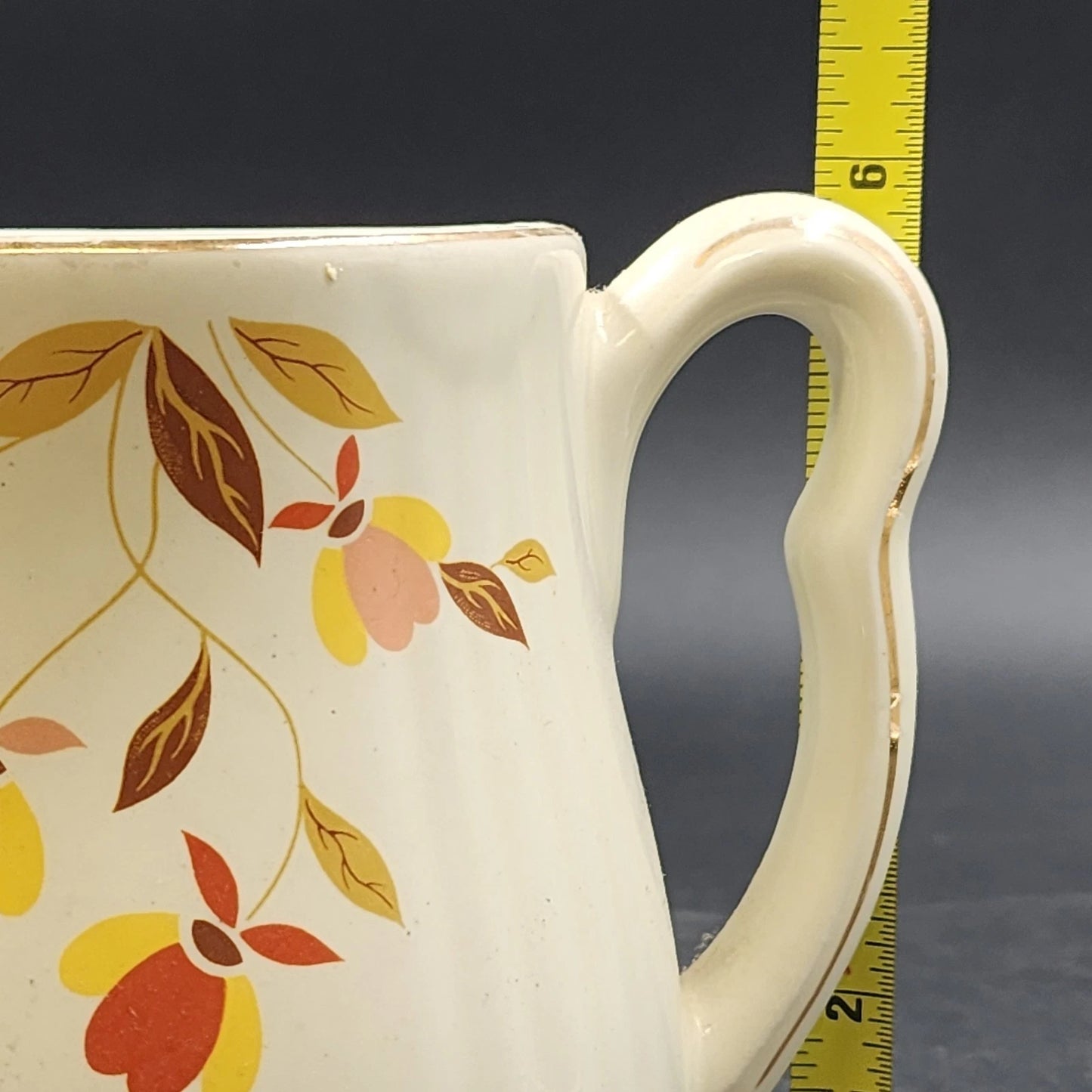Autumn Leaf Utility Jug Pitcher 40 oz Rayed Hall's Superior for Jewel Tea MCM