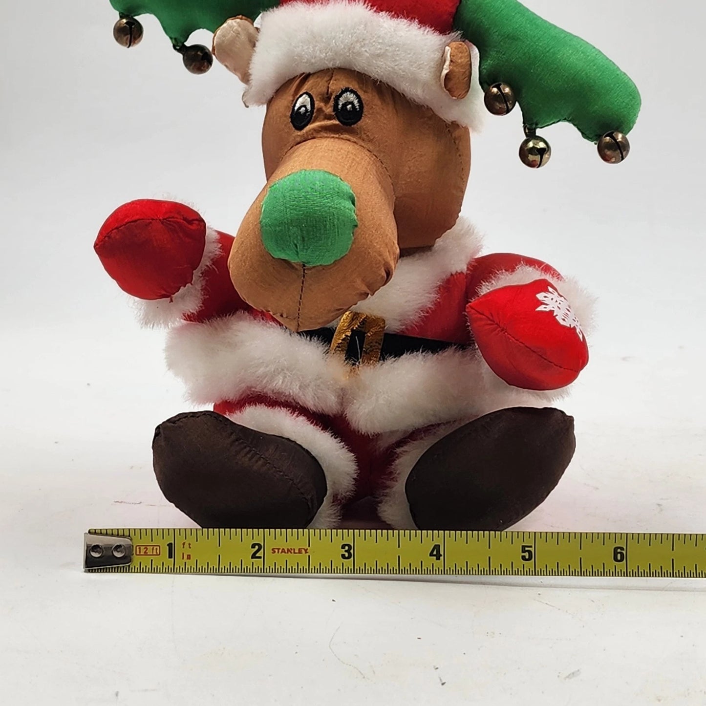 Trendmasters Reindeer Plush Santa Outfit 13" Christmas Jingle Bell Antlers 1993