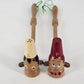 Chef Salt & Pepper Shakers Set Wood Long Handle 3" Japan 1950's Kitchen Decor