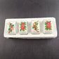 4 Christmas Napkin Rings Set Poinsettia & Holly Handcrafted Porcelain NOS
