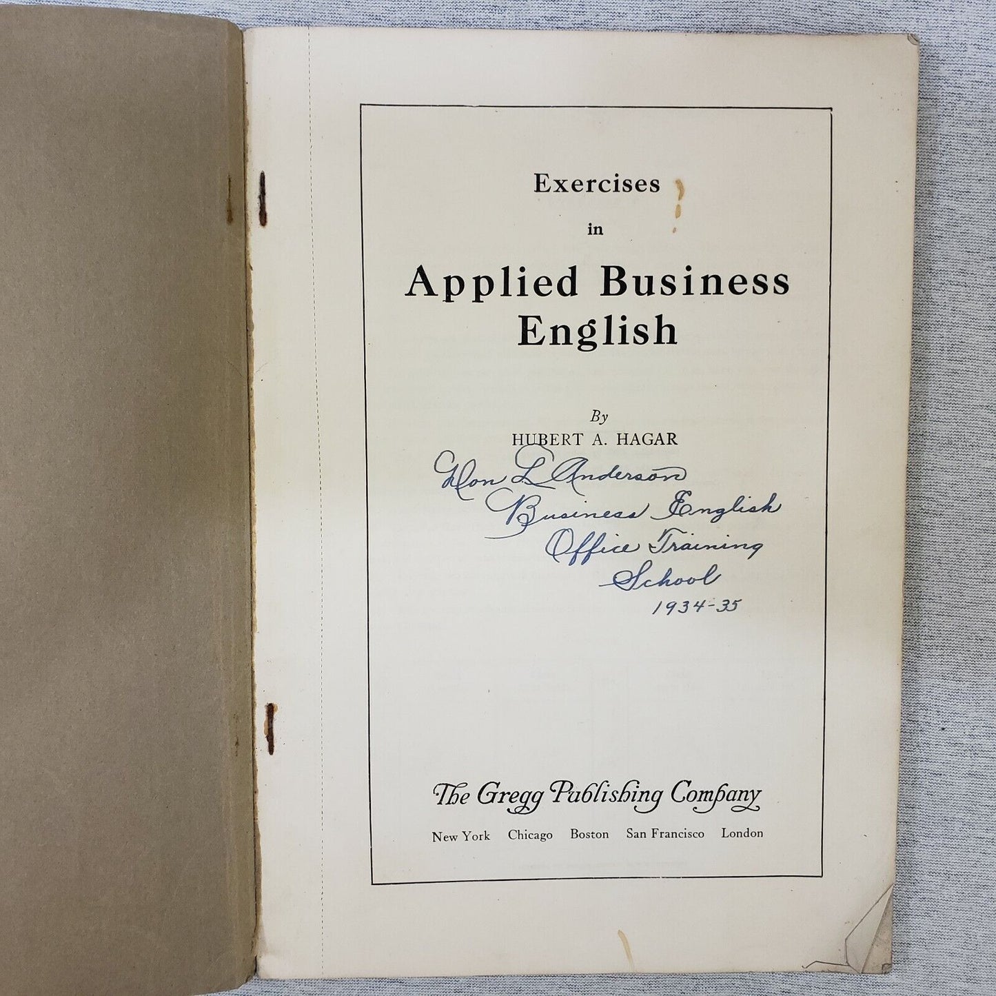 Exercises in Applied Business English by Hubert A Hagar 1924 Paperback Doodled