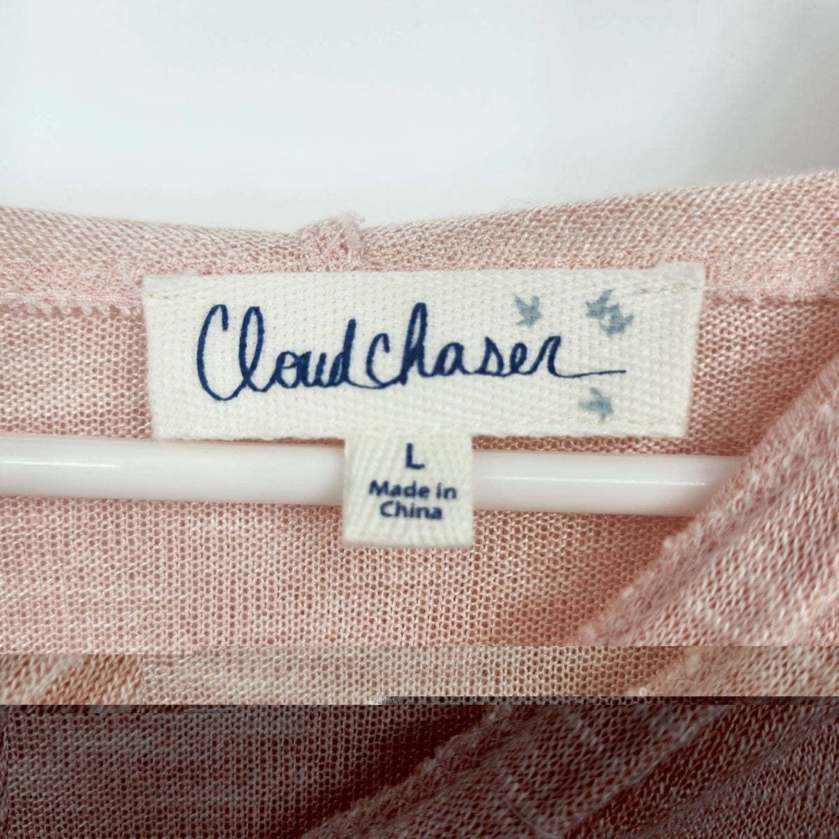 Cloud Chaser Women's Large Peach Pink Lightweight Hoodie Lace Trim Semi Sheer
