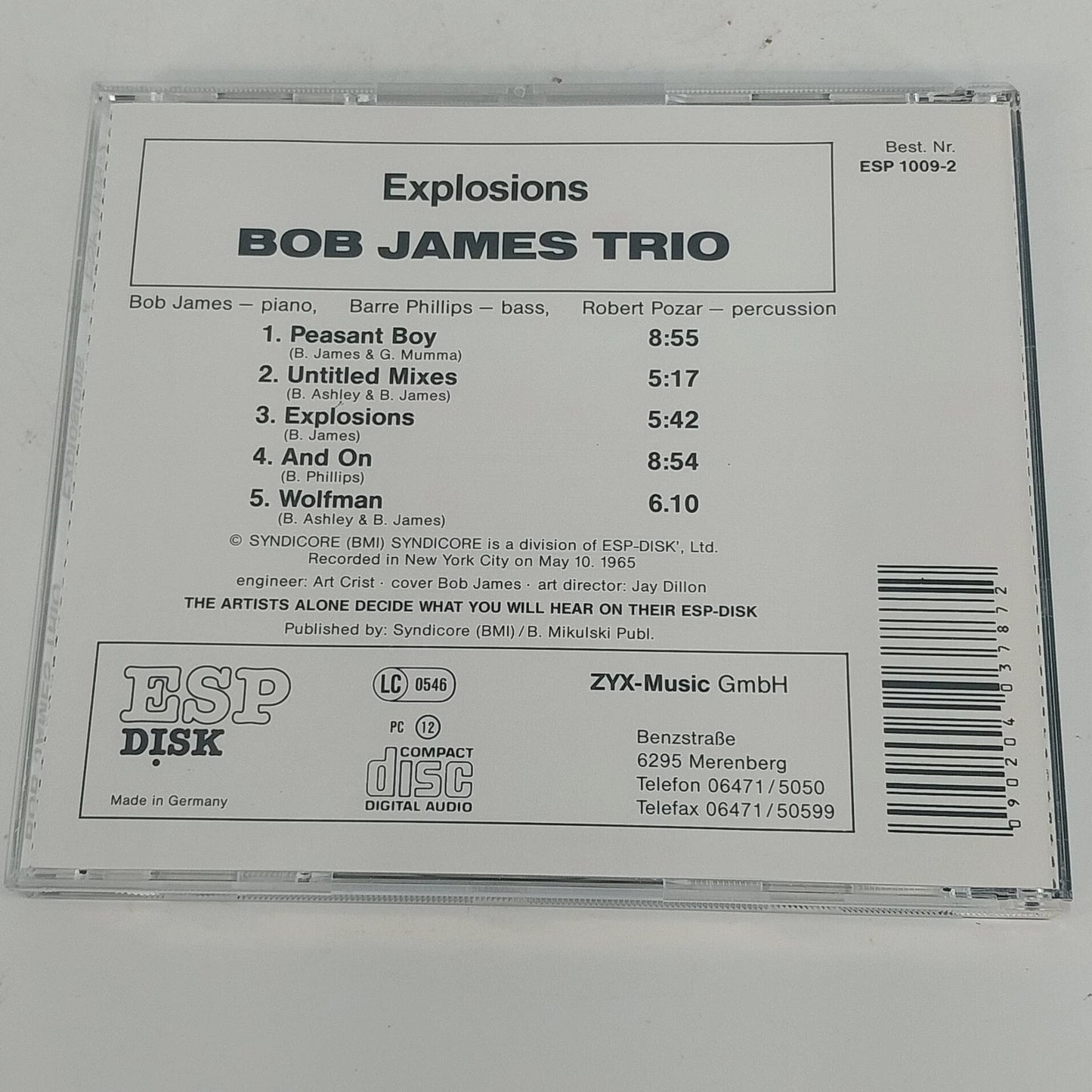 Bob James Trio Explosions CD ESP Disk Jazz Avant-Garde Germany Import ZYX Music
