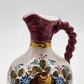 Italian Ceramic Pottery Pitcher Hand Painted Bright Floral Twist Handle 8.5"
